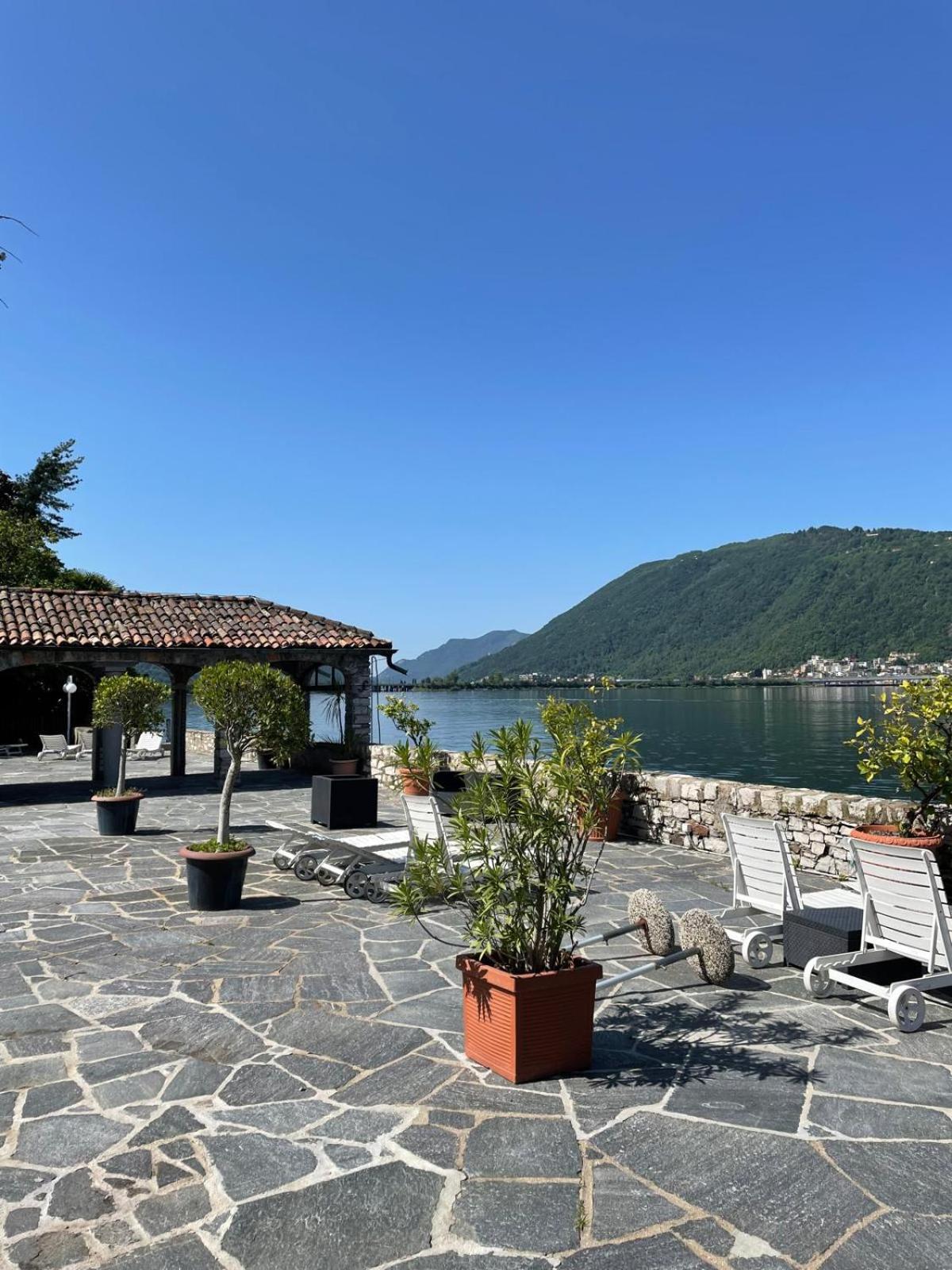 Luganersee, Pool, Strand, Parkplatz, Suite 204 Bissone Esterno foto